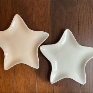 Pottery Barn Star-Shaped Ceramic Dishes in Cream and White